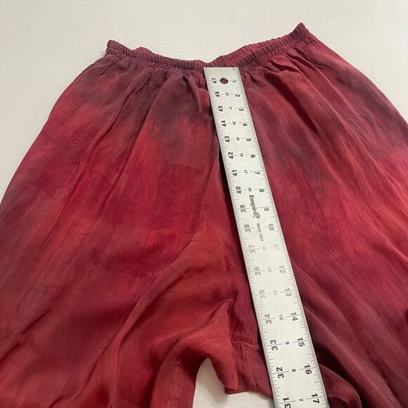 URU Hand Dyed Red Silk Boho Art To Wear Oversized 2 Piece Pant Set One Size - Picture 12 of 14